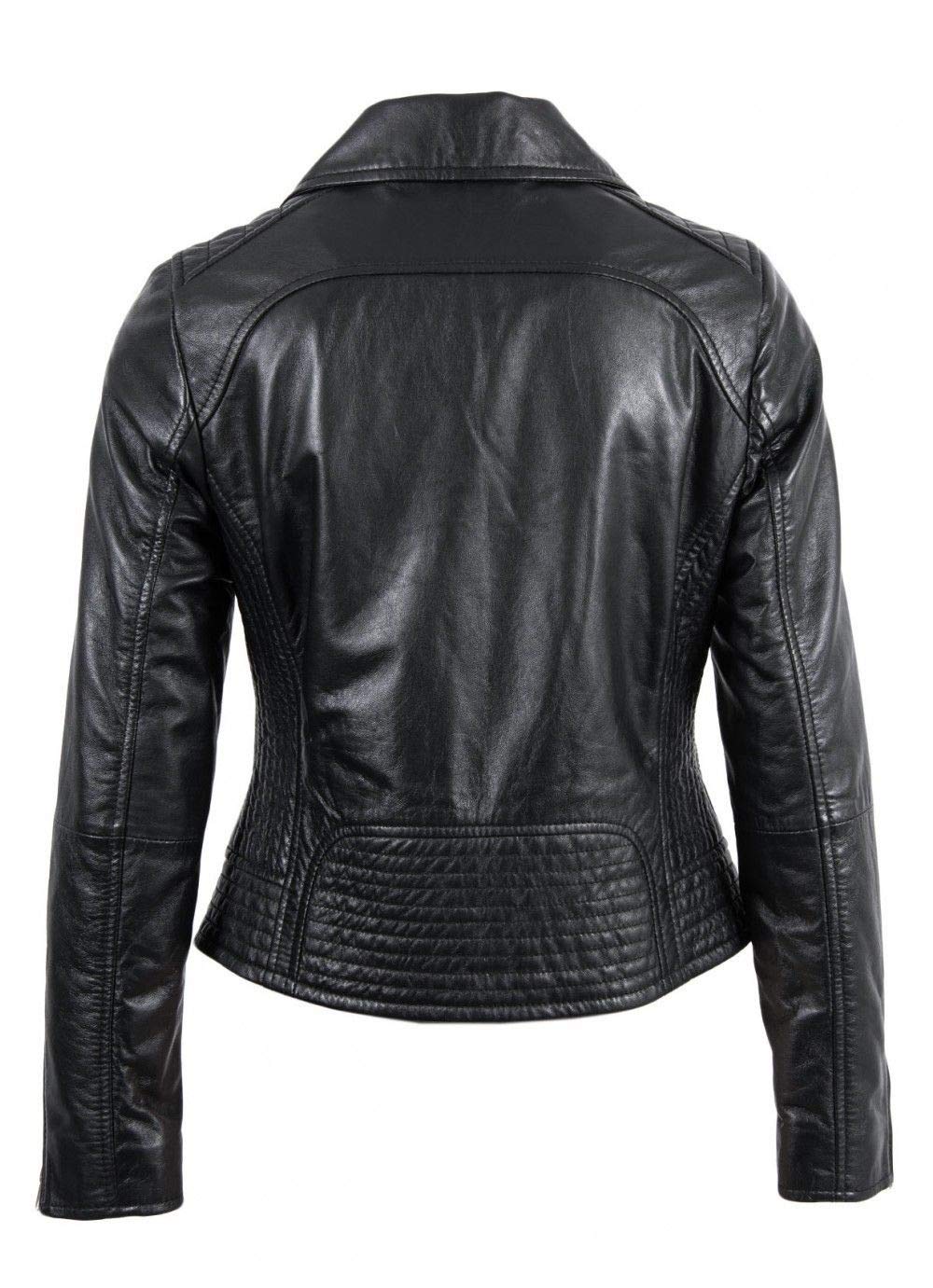 Women's Real Leather Motorcycle Jacket - Stylish Quilted Bomber Biker Jacket for Women (Black) | Perfect for Riding, Casual Outfits & Night Out