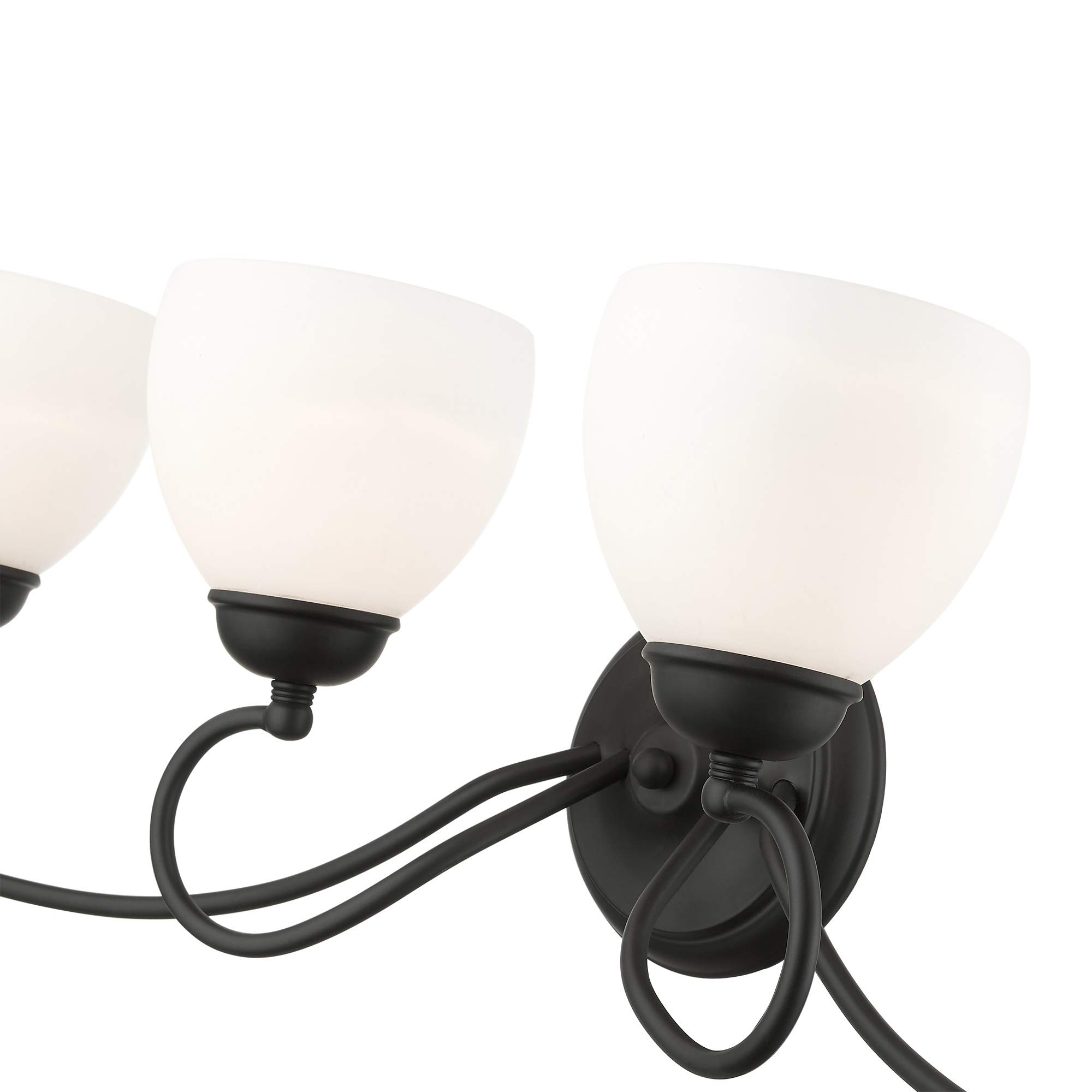 Livex Lighting 4754-04 Brookside 4-Light Bathroom Vanity Light Fixture in Black - Perfect for Bathroom, Powder Room & Dressing Area Lighting