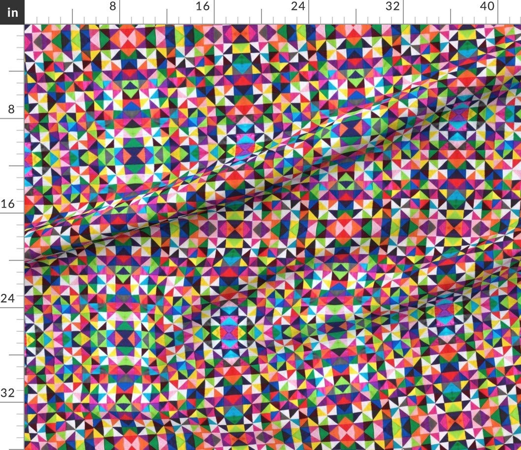 Colorful Geometric Triangle Quilt Fabric by Spoonflower - Cheater Print Cotton for Sewing, Quilting, Apparel & Home Decor | Perfect for DIY Crafts, Patchwork Projects & Modern Home Accents