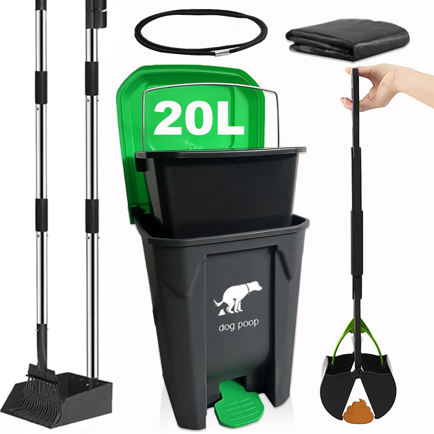 Extra Large 20L Dog Pooper Scooper with Removable Inner Bin - 28