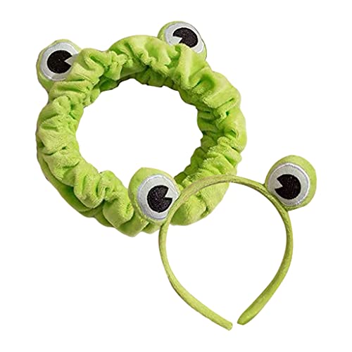 Newmind SPA Headband - Soft Elastic Hair Turban with Frog Eye Design for Women & Kids | Green Cute Scrunchies Head Wrap for Skincare, Beauty & Dress-up | Perfect for Spa, Bath, Makeup & Home Relaxation