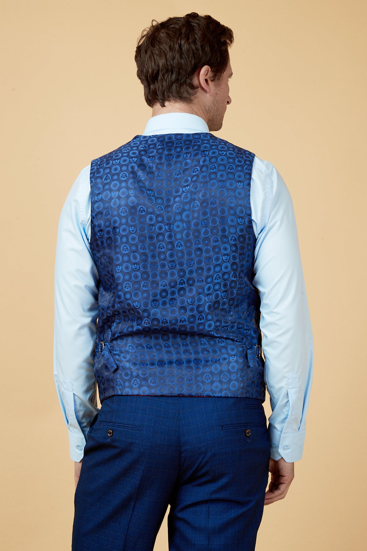 GEORGE Royal Blue Check Three Piece Suit for Men | Formal Business Attire | Wedding & Office Wear