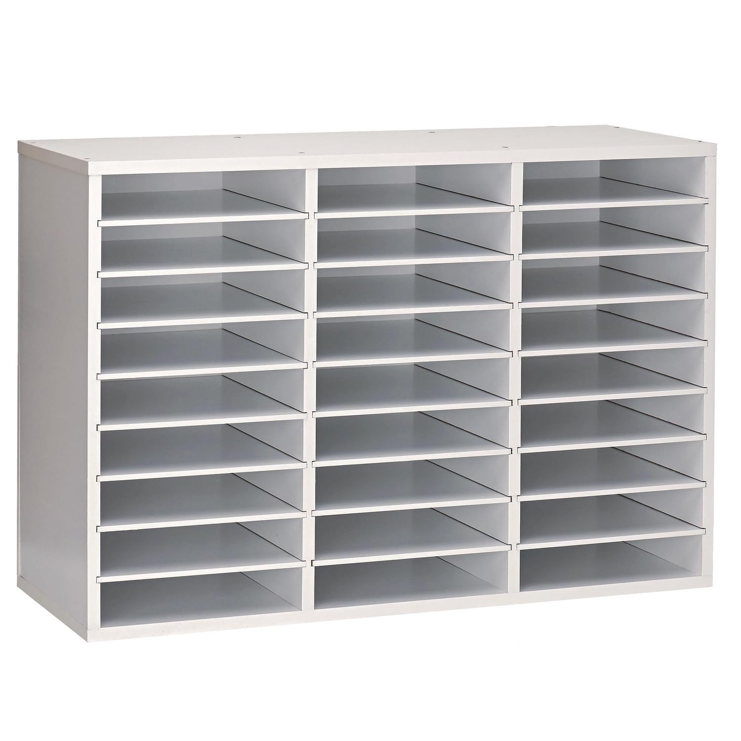 AdirOffice 27-Slot Wooden Classroom Mailbox - Literature Organizer, Paper Storage, Mail Sorter with Removable Shelf (White) - Perfect for Teachers, Offices & Home Organization