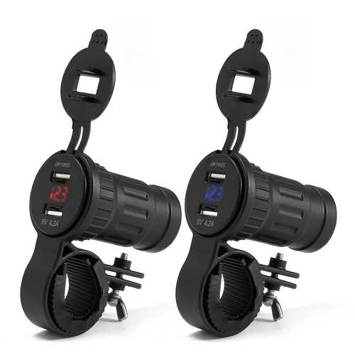 12V/24V Waterproof Dual USB Car Charger with LED Digital Voltmeter - Fast Charging for iPhone X, Samsung & More - Perfect for Road Trips & Travel Accessories