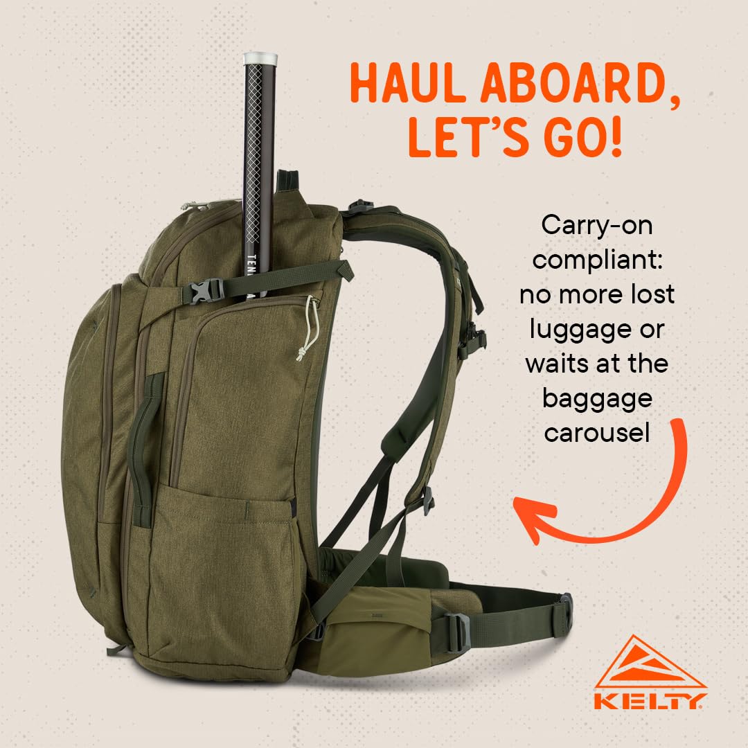 Kelty Redwing Traveler Backpack - 50L Lightweight Hiking Backpack for Men & Women, Durable Travel Pack for Adventure, Camping & Outdoor Activities (Burnt Olive/Black)