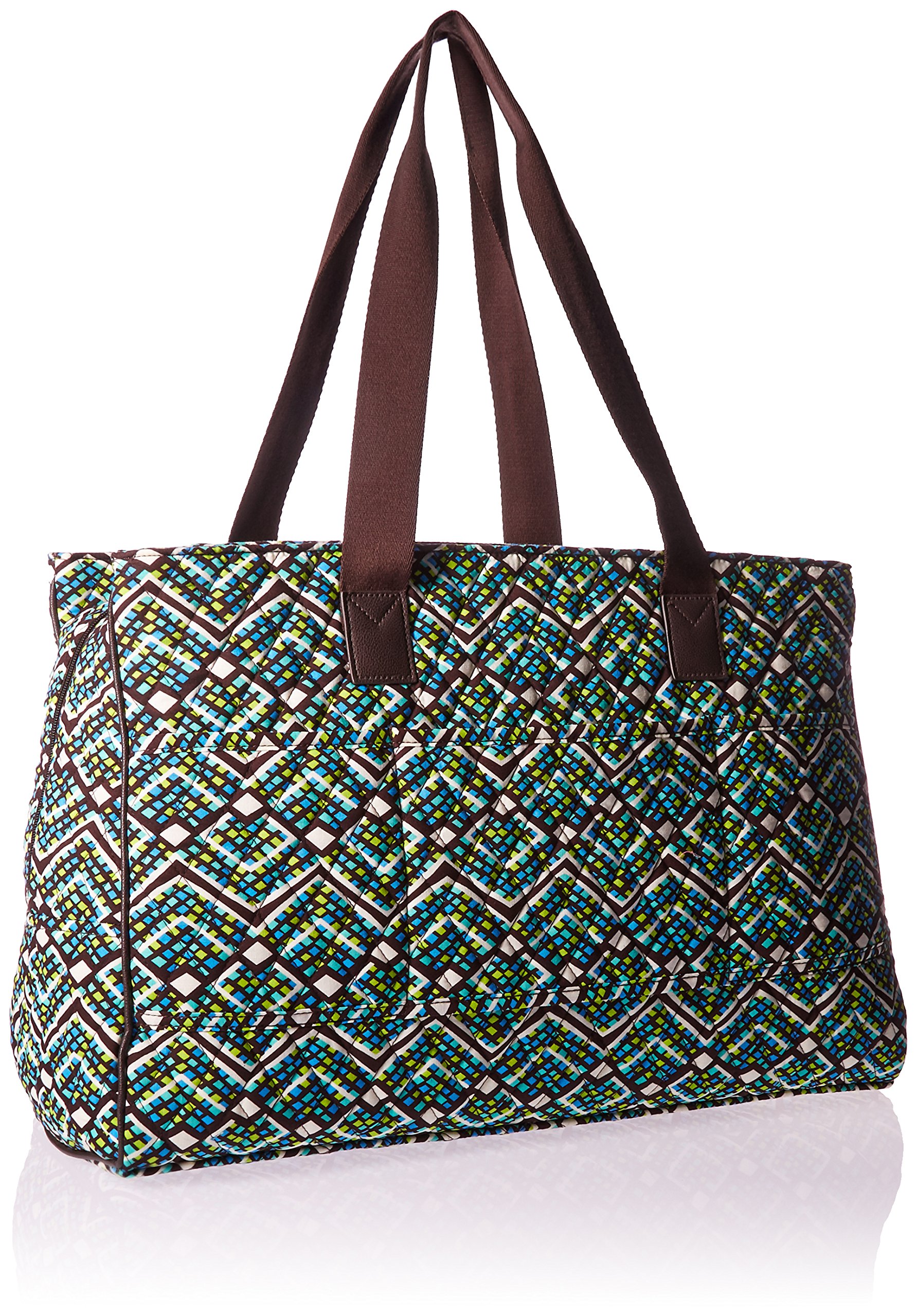 Vera Bradley Women's Cotton Triple Compartment Travel Bag - Lightweight Carry-On Tote for Work, Gym & Weekend Getaways | Spacious Organizer with Pockets | Perfect for Business Trips, Beach Vacations & Daily Commute