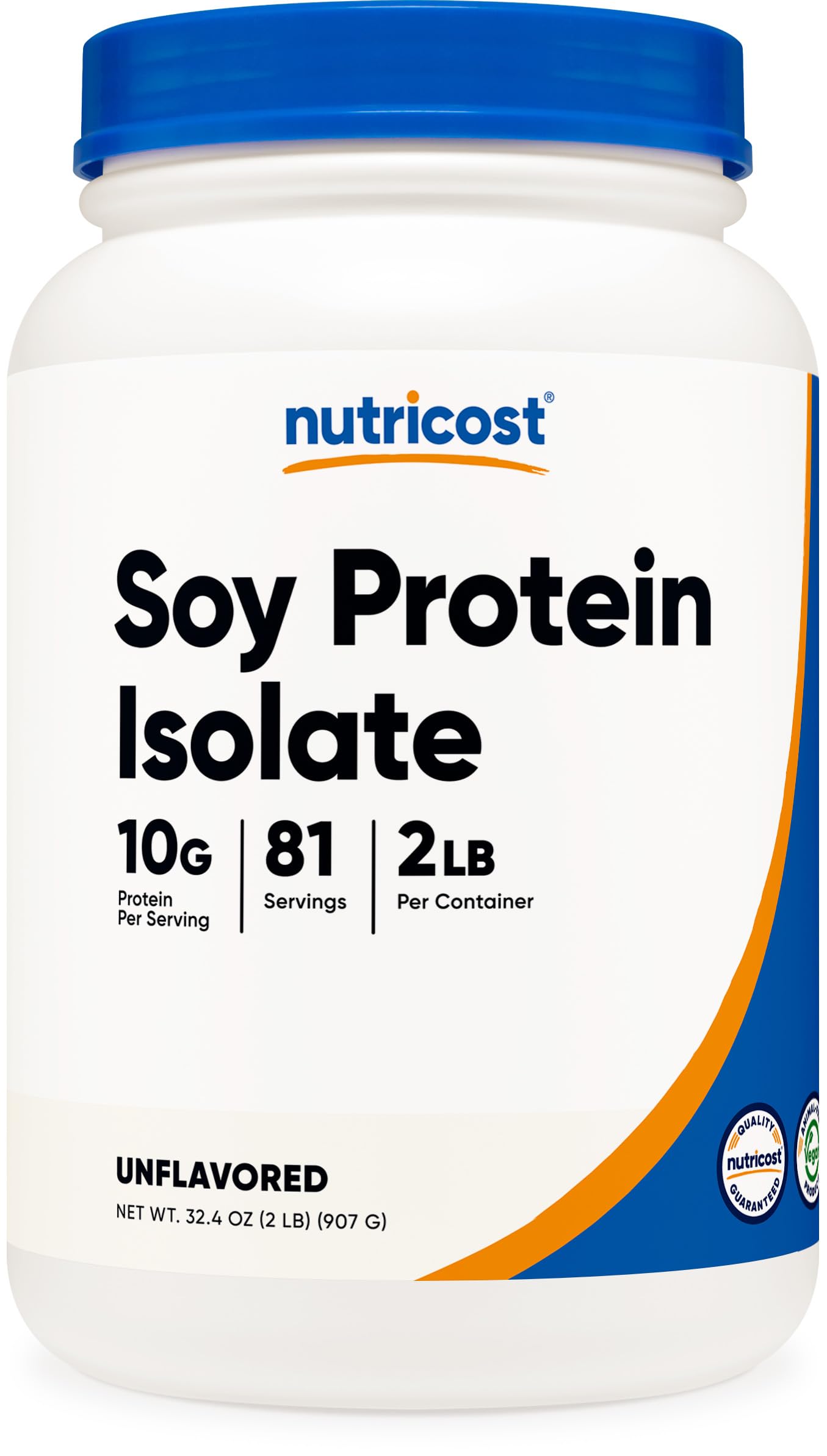 Nutricost Soy Protein Isolate Powder 2LB - Unflavored, 10g Protein Per Serving, Vegan, Non-GMO, Gluten-Free for Muscle Recovery & Weight Management | Ideal for Smoothies, Baking & Post-Workout Nutrition