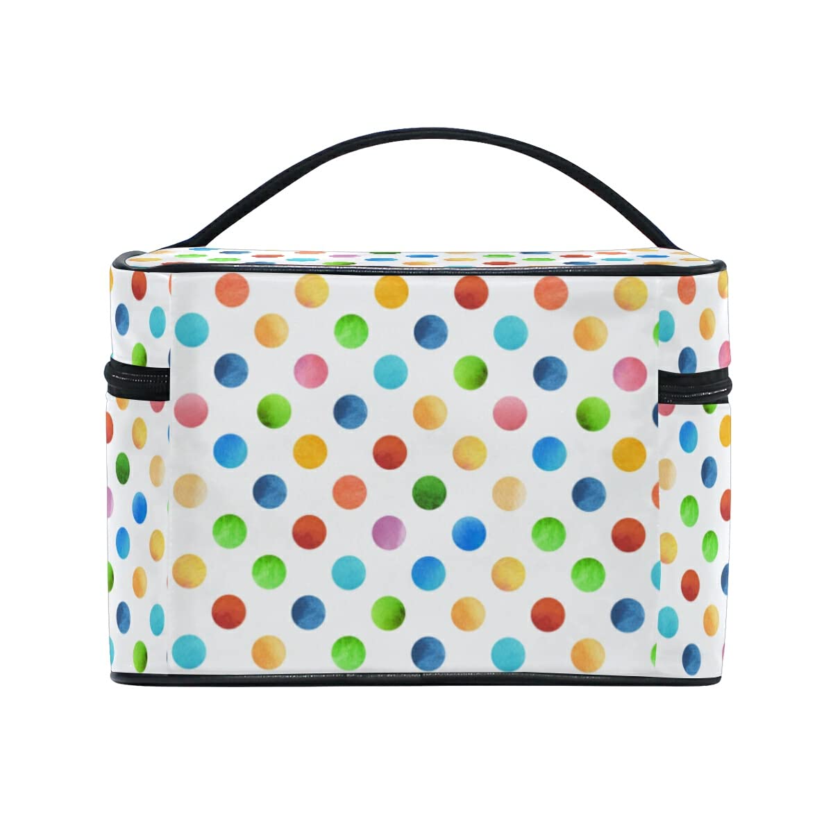 Retro Geometric Polka Dot Makeup Bag Travel Cosmetic Organizer Toiletry Pouch for Women Girls - Perfect for Travel, Gym, and Daily Beauty Essentials Storage