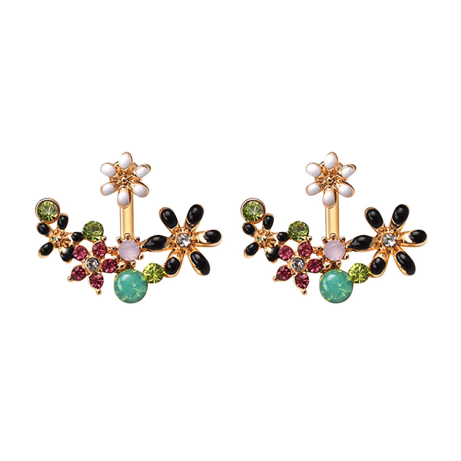 Elegant Simulated Diamond Flower Stud Earrings for Women - Zirconia Inlaid Wedding Jewelry (Camouflage, One Size) | Perfect for Bridal, Party & Special Occasions