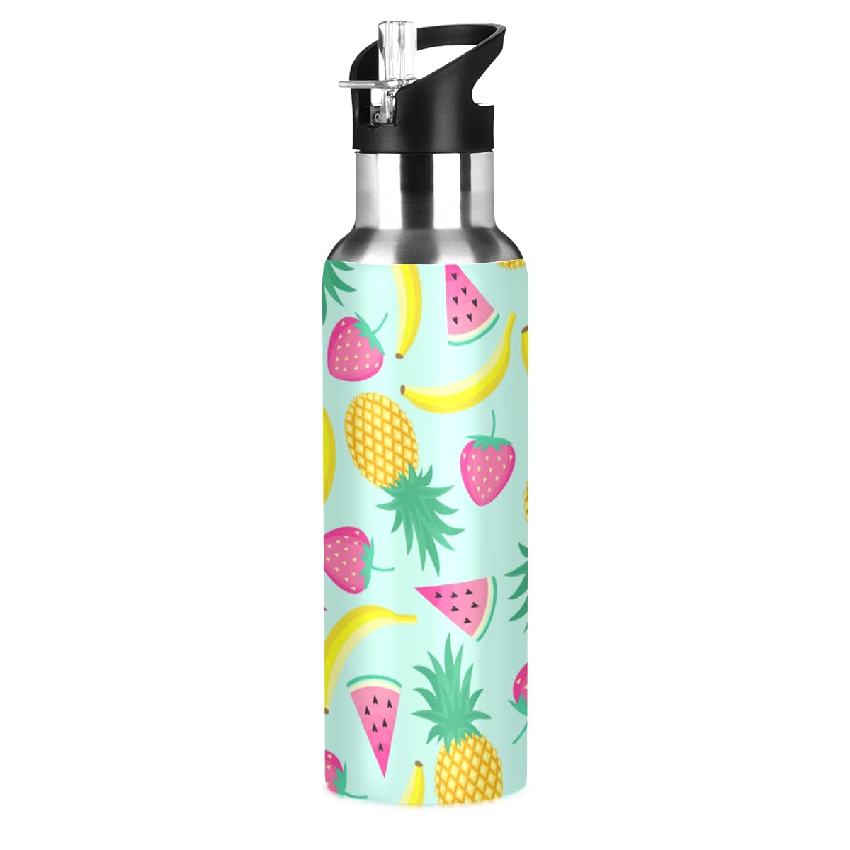 Xigua Stainless Steel Vacuum Insulated Water Bottle with Straw Lid - 20oz Leakproof Pineapple Design for Sports, Cycling, Hiking, Gym, School & Home | Perfect for Outdoor Adventures, Workouts & Daily Hydration
