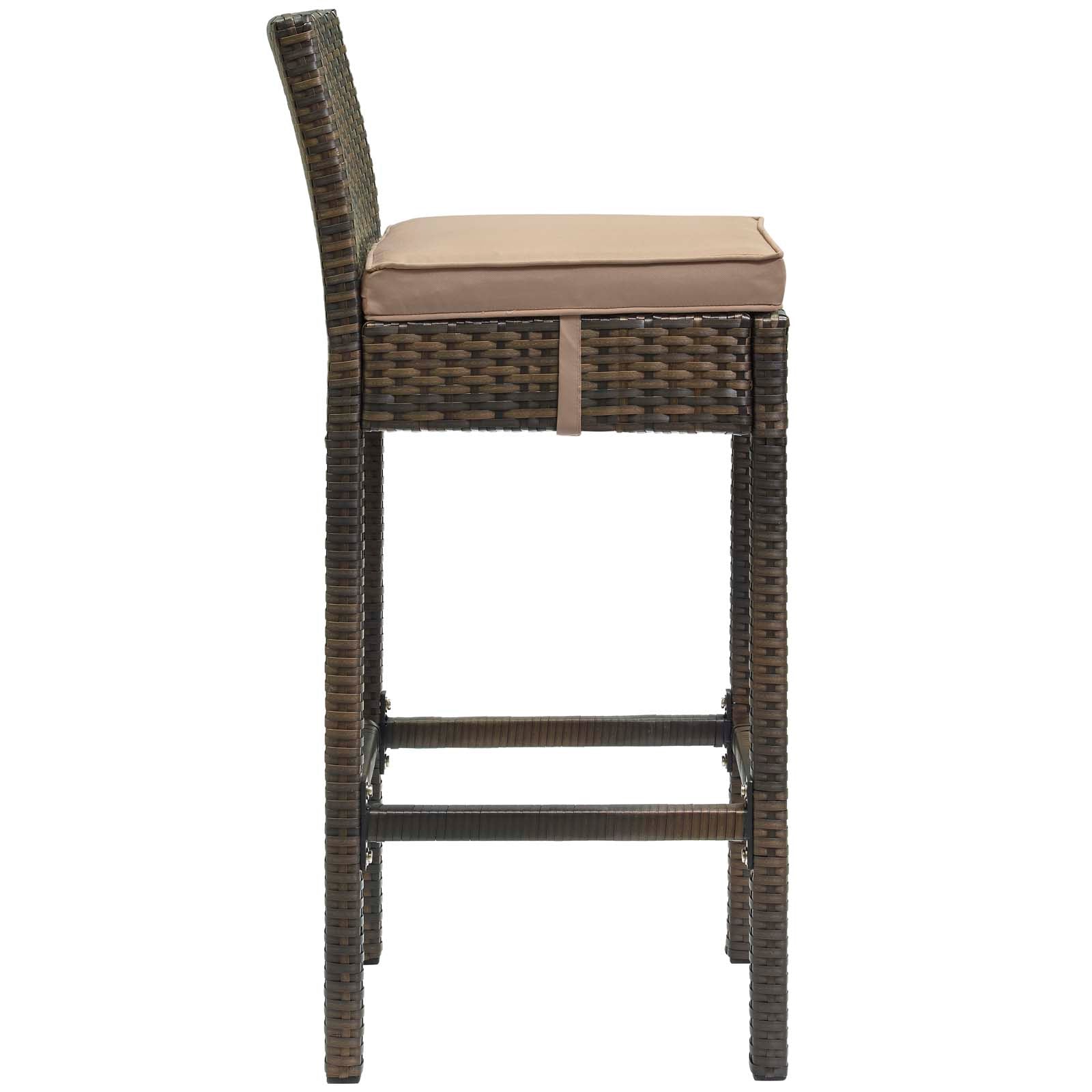 Rattan Wicker Bar Stools Set of 2 - Outdoor Patio Furniture, Weather-Resistant Dining Chairs for Backyard, Deck, Poolside & Garden Use
