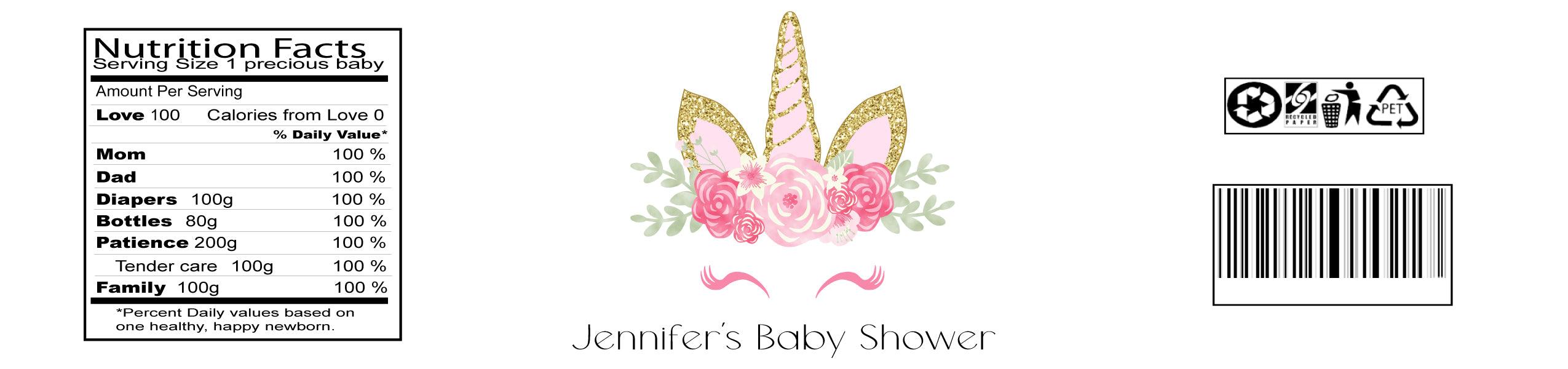 Personalized Unicorn Baby Shower Water Bottle Labels - Adhesive Stickers for Gender Reveal Party Decorations - Perfect for Baby Showers, Birthday Parties & Special Events