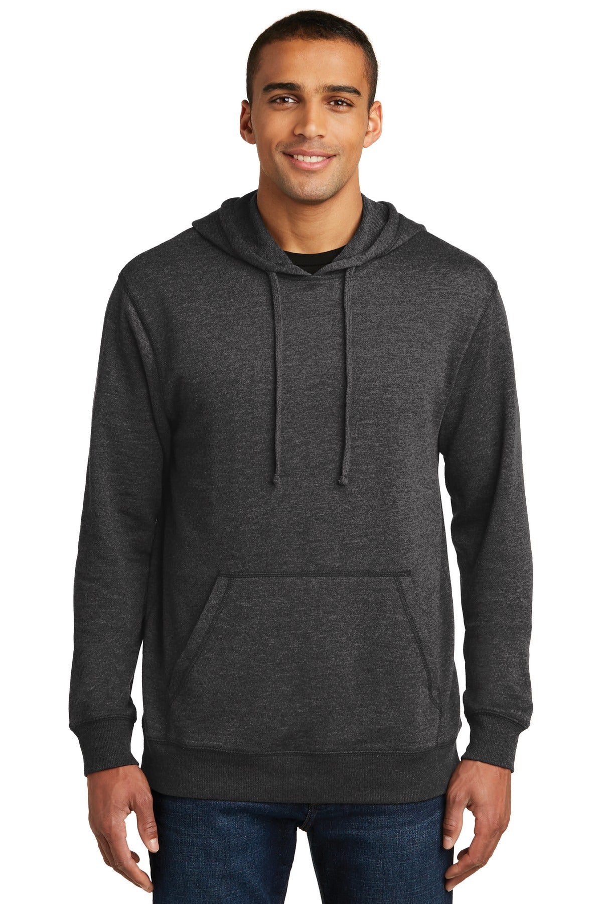 District Made Men's Lightweight Fleece Hoodie - Heathered Black | Cozy Pullover for Casual Wear, Outdoor Activities & Lounge Comfort
