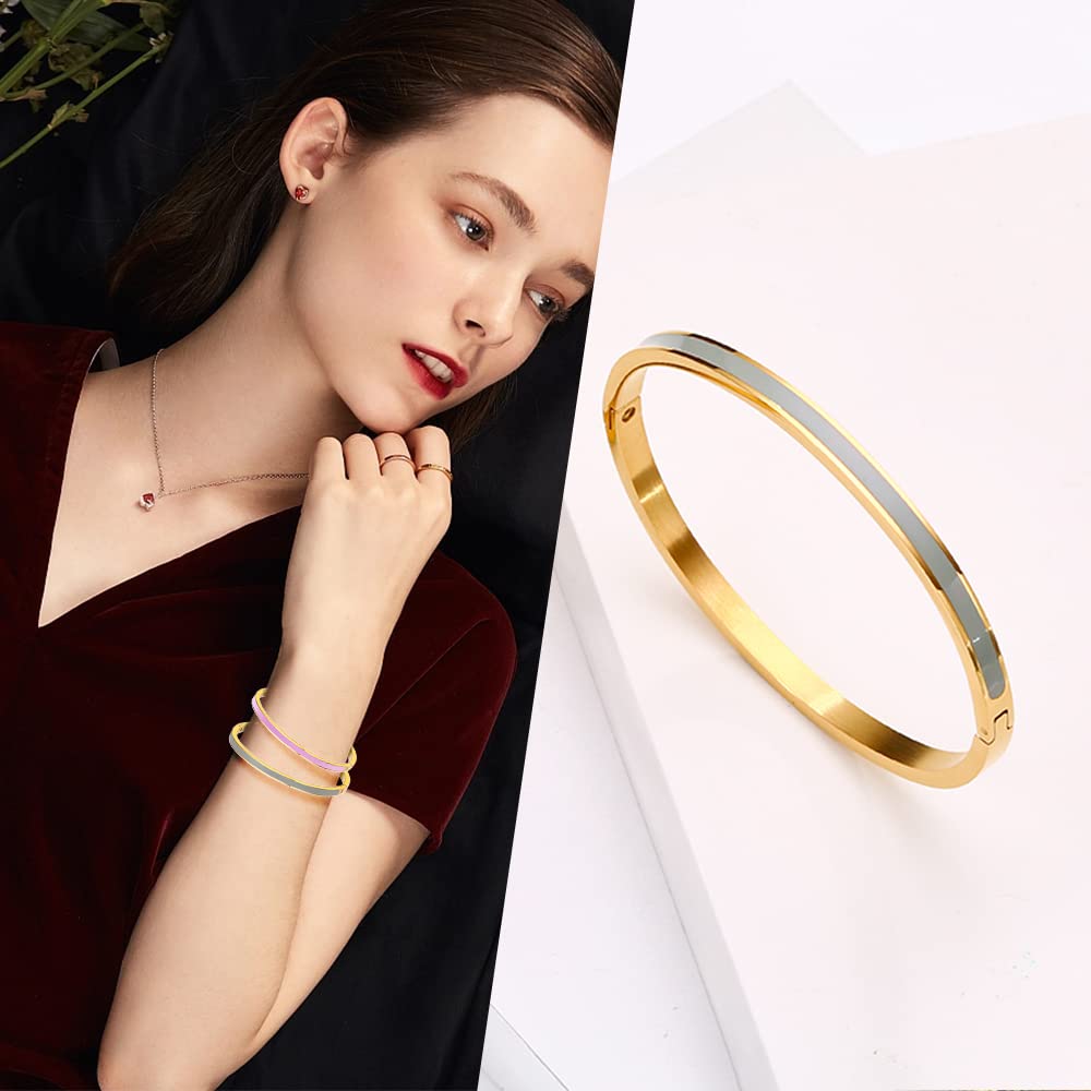Godyce Love Friendship Bracelet - Colorful Orange Enamel Bangle for Women | Stainless Steel Fashion Jewelry with Gift Box | Perfect for Parties, Birthdays & Everyday Wear