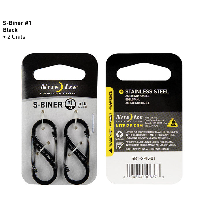 Nite Ize S-Biner Stainless Steel Carabiner Clip - 2 Pack for Keychains, Backpacks & Outdoor Gear | Durable Multi-Purpose Hooks for Camping, Hiking & Everyday Use