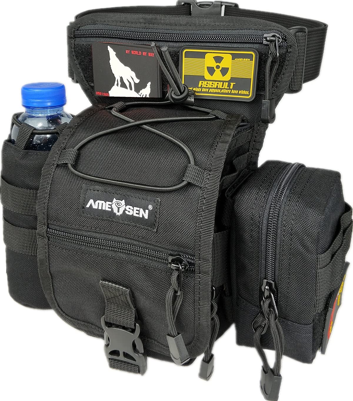 Waterproof Military Tactical Drop Leg Pouch Bag - Outdoor Thigh Waist Pack for Metal Detecting, Cycling, Hiking & Survival Gear - Includes Water Bottle Holder for Adventure Sports & Tactical Use