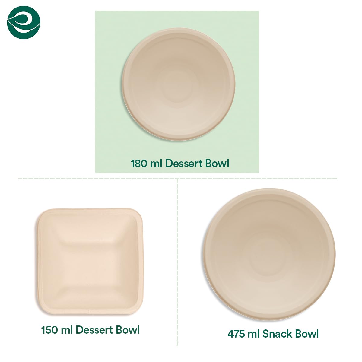 Eco-Friendly 180ml Disposable Bagasse Bowls (50 Pack) - Biodegradable Sugarcane Fiber Bowls for Snacks, Dinner, Parties, Weddings & Events | Round Beige Compostable Tableware - Perfect for Catering, Picnics & Eco-Conscious Gatherings