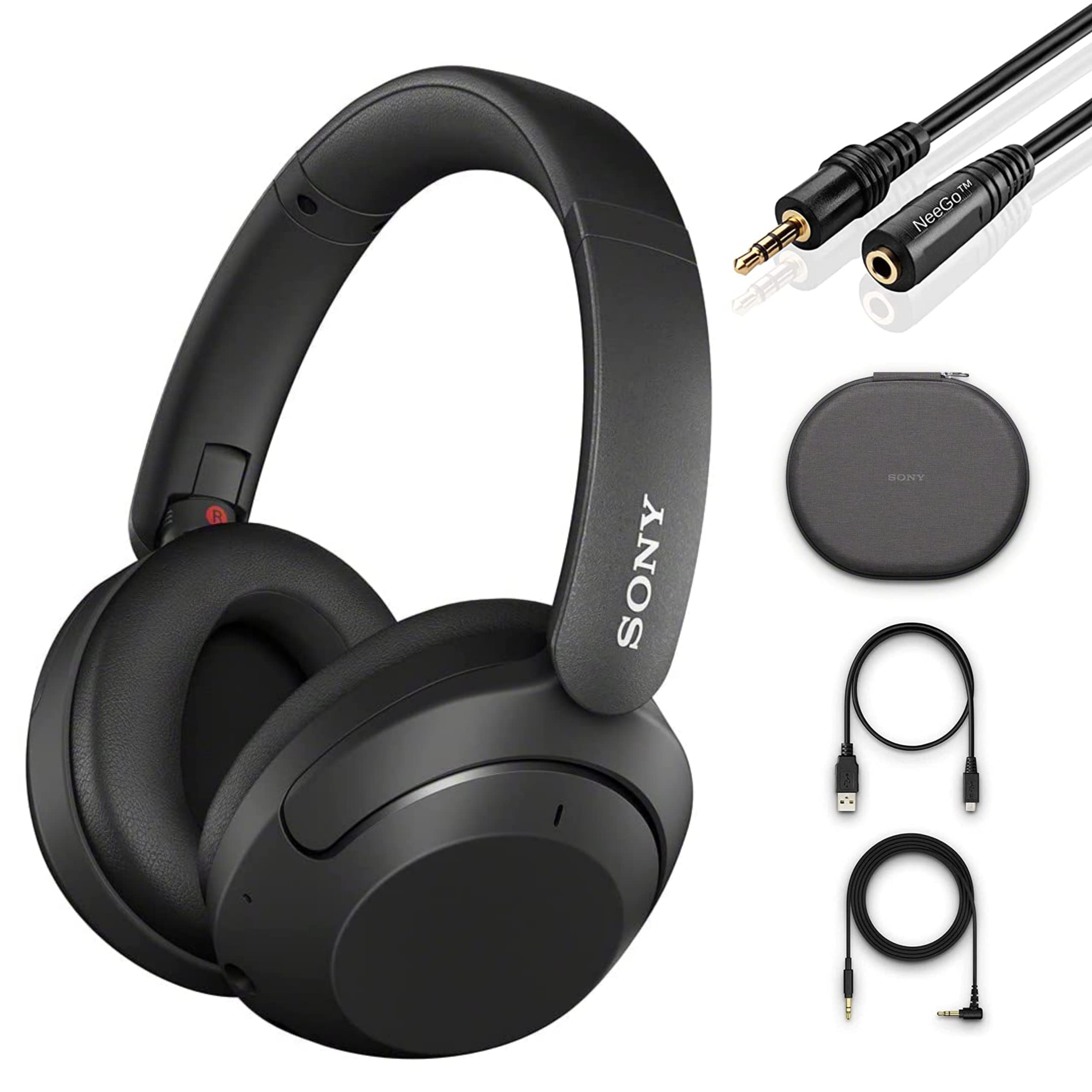 Sony WH-XB910N Wireless Noise Cancelling Over-Ear Bluetooth Headphones with NeeGo 3.5mm Extension - Perfect for Travel, Work & Music Lovers
