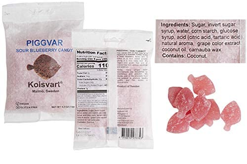 Kolsvart Swedish Candy Variety Pack - 4.2oz Assorted Flavors: Raspberry, Blackcurrant, Sour Blueberry & Elderflower (5 Pack) | Perfect for Parties, Gifts & Swedish Treat Lovers