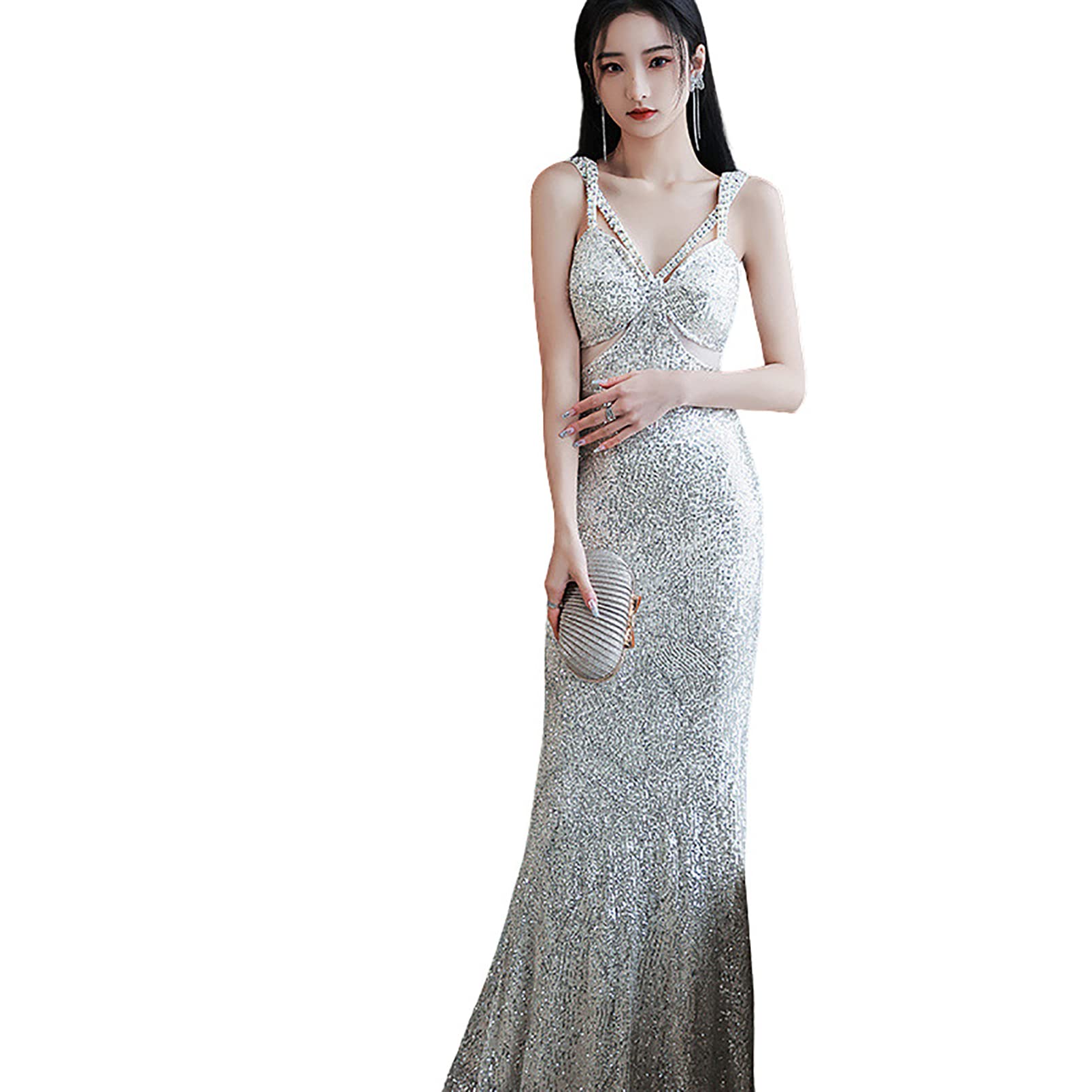 Women's Summer Dresses - Flowy Split Sundress with Adjustable Belt, Elegant Sleeveless Cocktail & Wedding Mermaid Gown for Evening Parties, Beach Vacations & Special Occasions