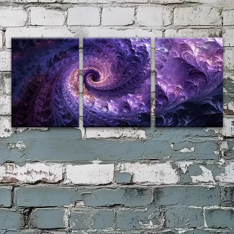 3-Piece Modern Spiral Energy Wall Art Set - Purple Shaded Canvas Framed Paintings 50x70cm | High Quality Print | Ready to Hang | Australian Made | Perfect for Living Room, Bedroom & Office Decor