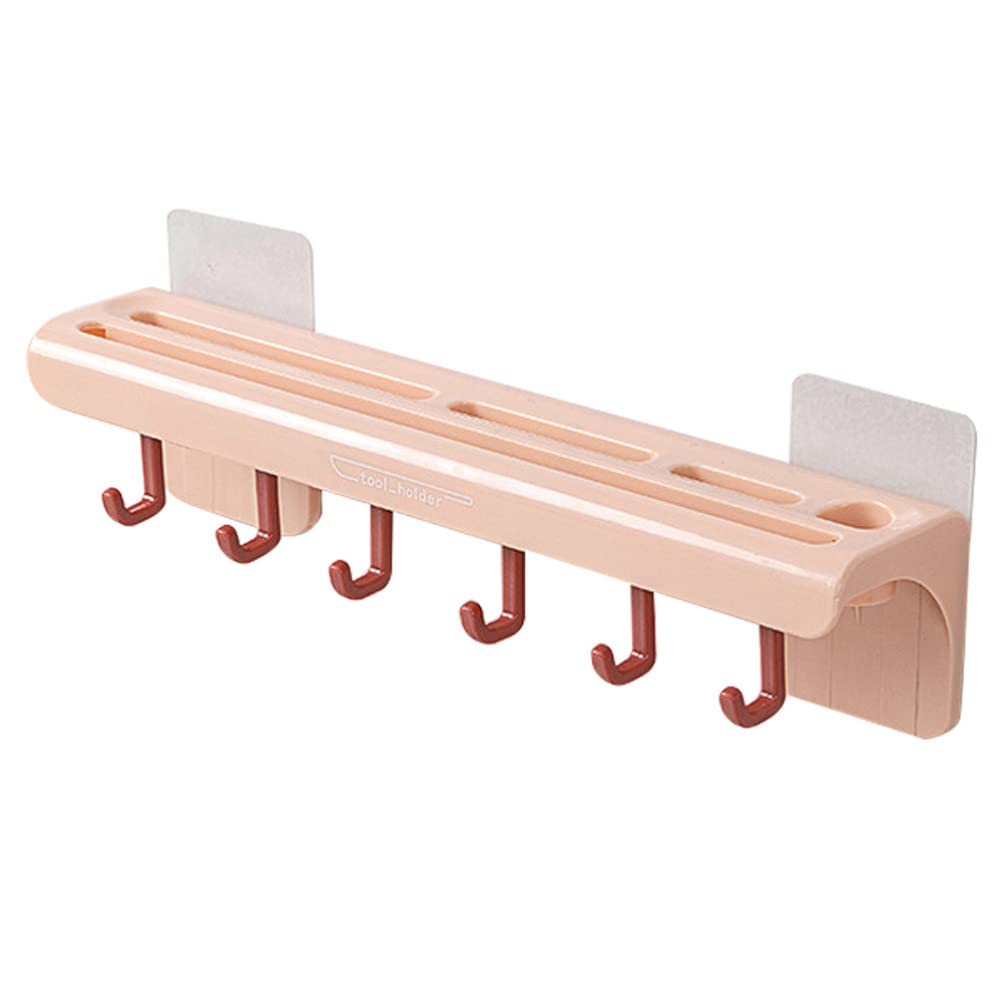 Wall-Mounted Kitchen Utensil Rack - Drilling ABS Cookware Organizer with Hanging Storage Shelf for Shovels and Tools, Perfect for Small Kitchen Space Organization