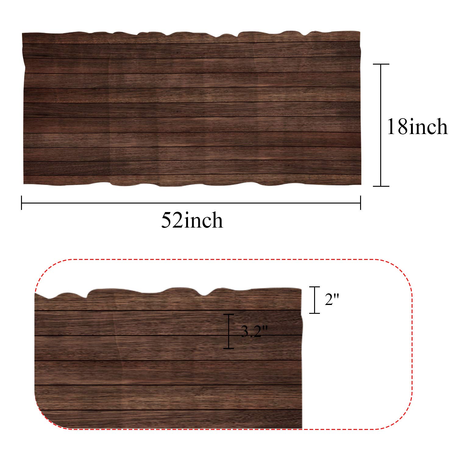 Shrahala Dark Brown Wood Kitchen Valance - 52x18 Inch Wood Plank Design, Ink Printed Half Window Curtain for Modern Kitchen Decor, Perfect for Farmhouse, Rustic, and Contemporary Kitchen Styles