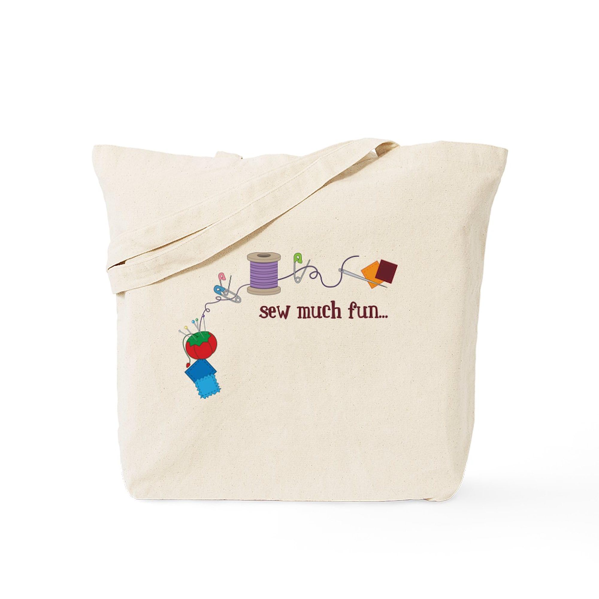 Sew Much Fun Natural Canvas Tote Bag - Reusable Eco-Friendly Shopping Bag for Groceries, Beach & Daily Use