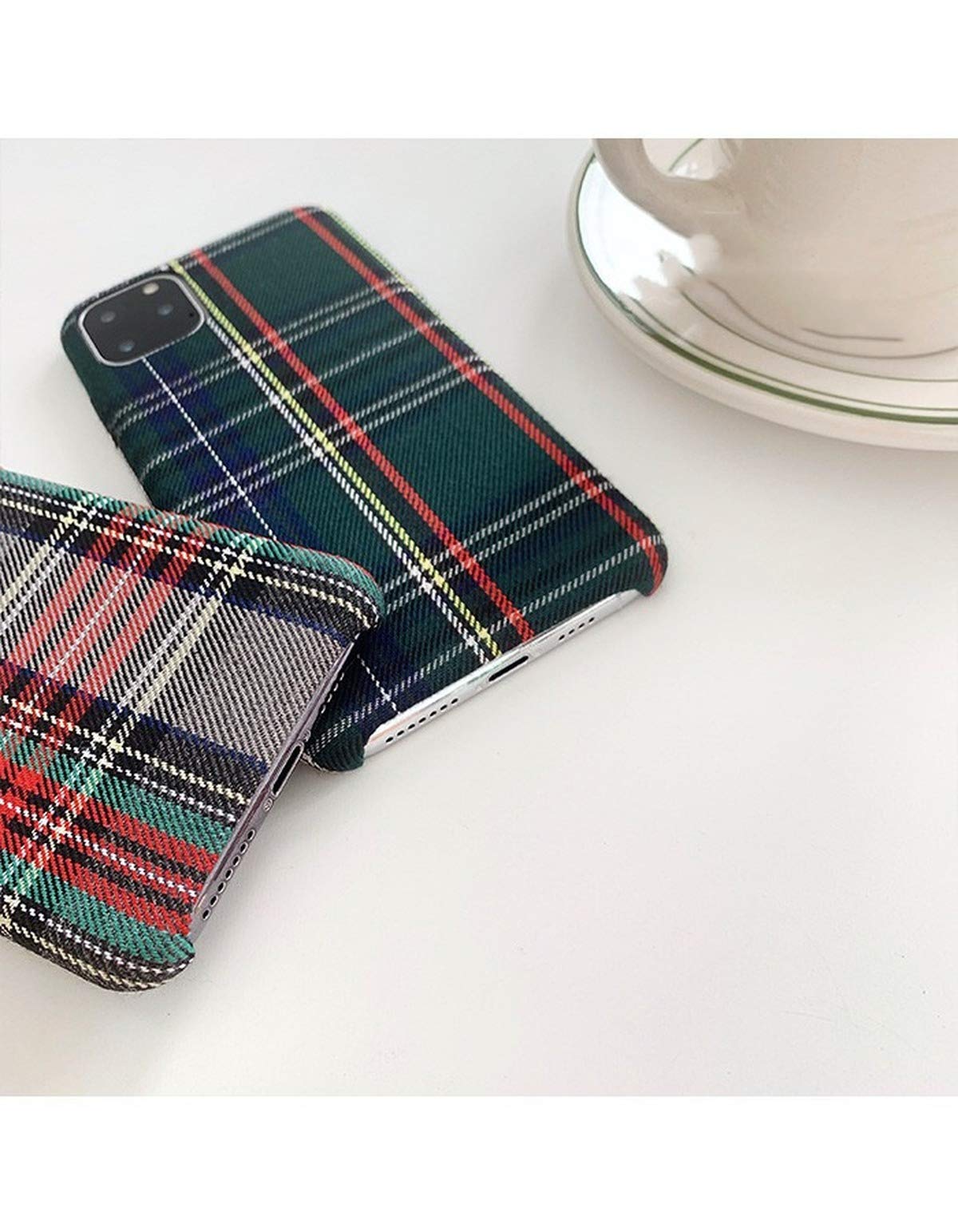 Soft Flannel Plaid Fabric Phone Case - Cozy Plush Cover for iPhone 11/12/Mini/Pro/Max/SE/7/8/6/6S Plus/XR/X/XS - Winter Warmth & Stylish Protection (Gray) - Perfect for Cold Weather & Everyday Use
