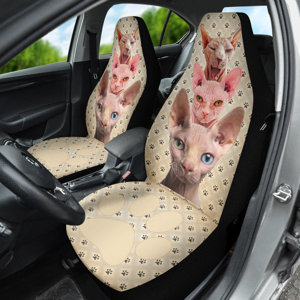 Premium Sphynx Cat Design Car Seat Covers - Universal Fit for Cars, SUVs & Trucks - Soft & Durable Auto Accessories for Pet Lovers - Perfect for Road Trips & Daily Commutes