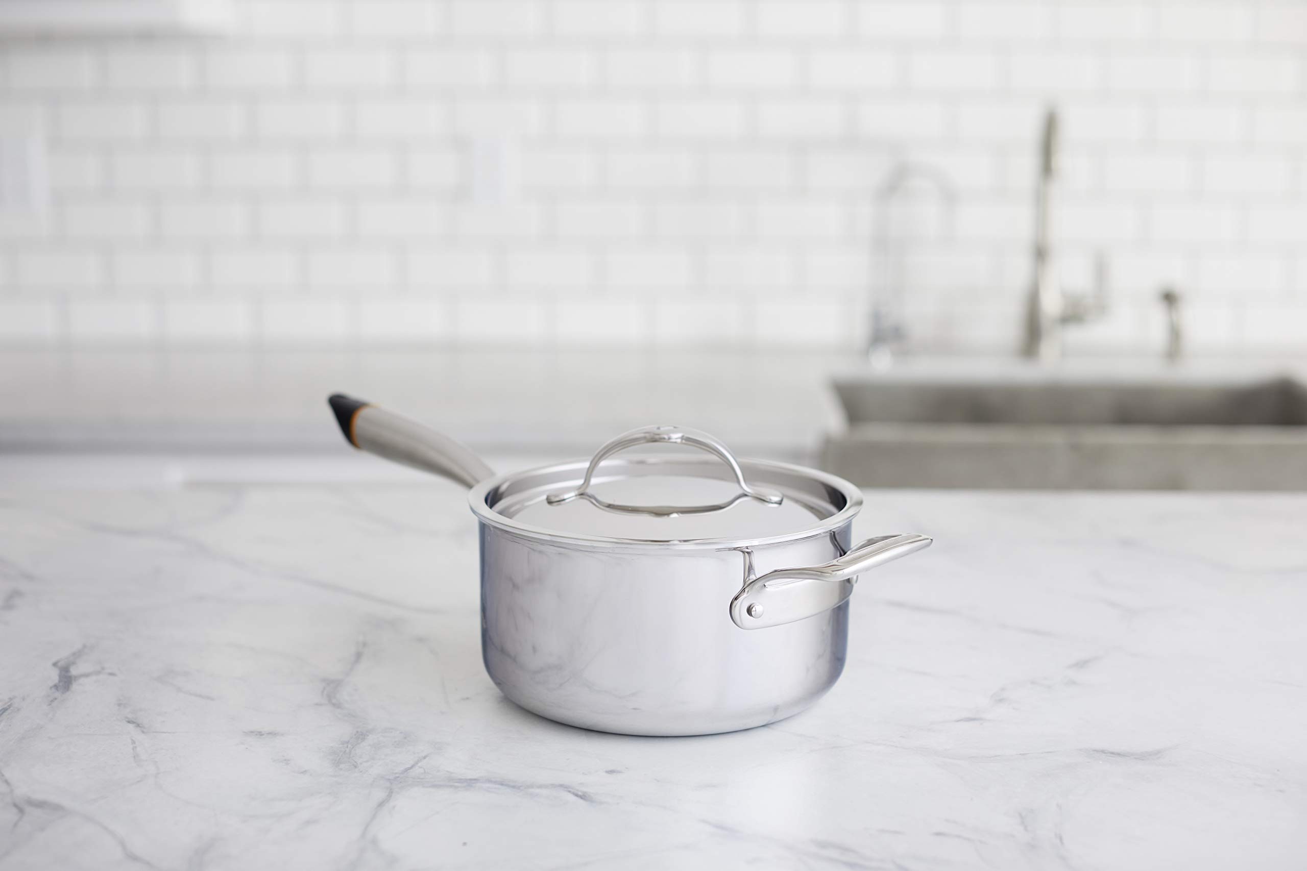 Hestan Cue Smart 3.5 Quart Stainless Steel Sauce Pot with Built-in Temperature Sensor - Compatible with Hestan Cue Cooking System & App - Perfect for Precise Sauces, Soups, and Slow Cooking