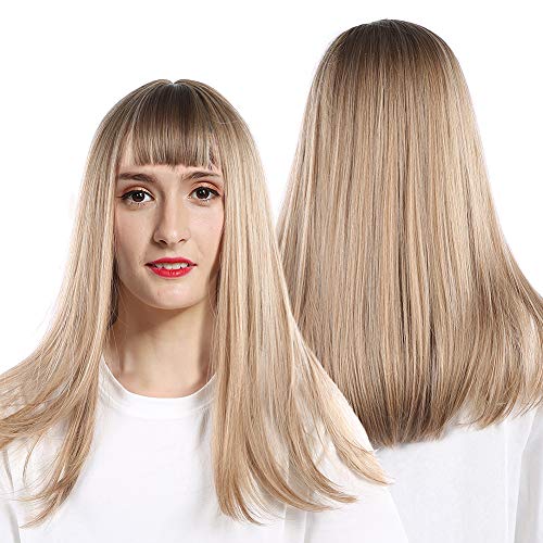 Long Straight Synthetic Wig - Gradient Light Blonde Breathable Hairpiece for Women | Perfect for Cosplay, Parties & Everyday Style