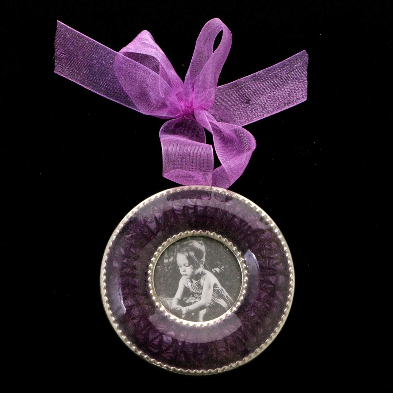 Mi Amore Silver-Tone and Purple Picture Frame - Elegant Photo Display for Home Decor, Office, or Gift Giving
