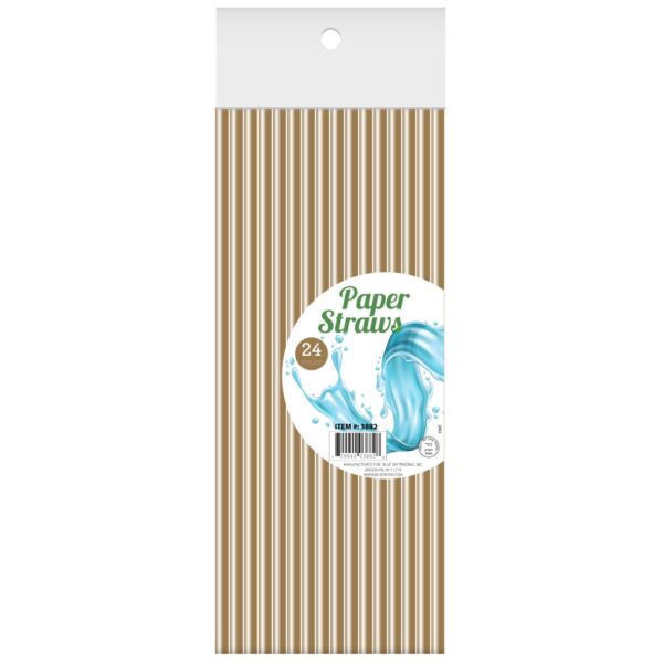 Eco-Friendly Light Brown Paper Straws 24 Pack - Biodegradable & Compostable Drinking Straws for Parties, Restaurants, and Home Use