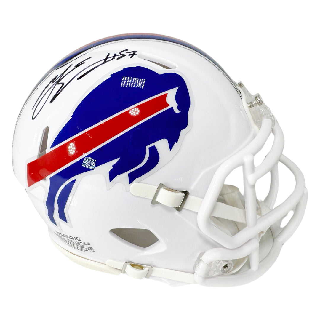 AJ Epenesa Autographed Buffalo Bills Mini Football Speed Helmet with JSA Certificate - Perfect for NFL Fans, Collectors, and Sports Memorabilia Displays