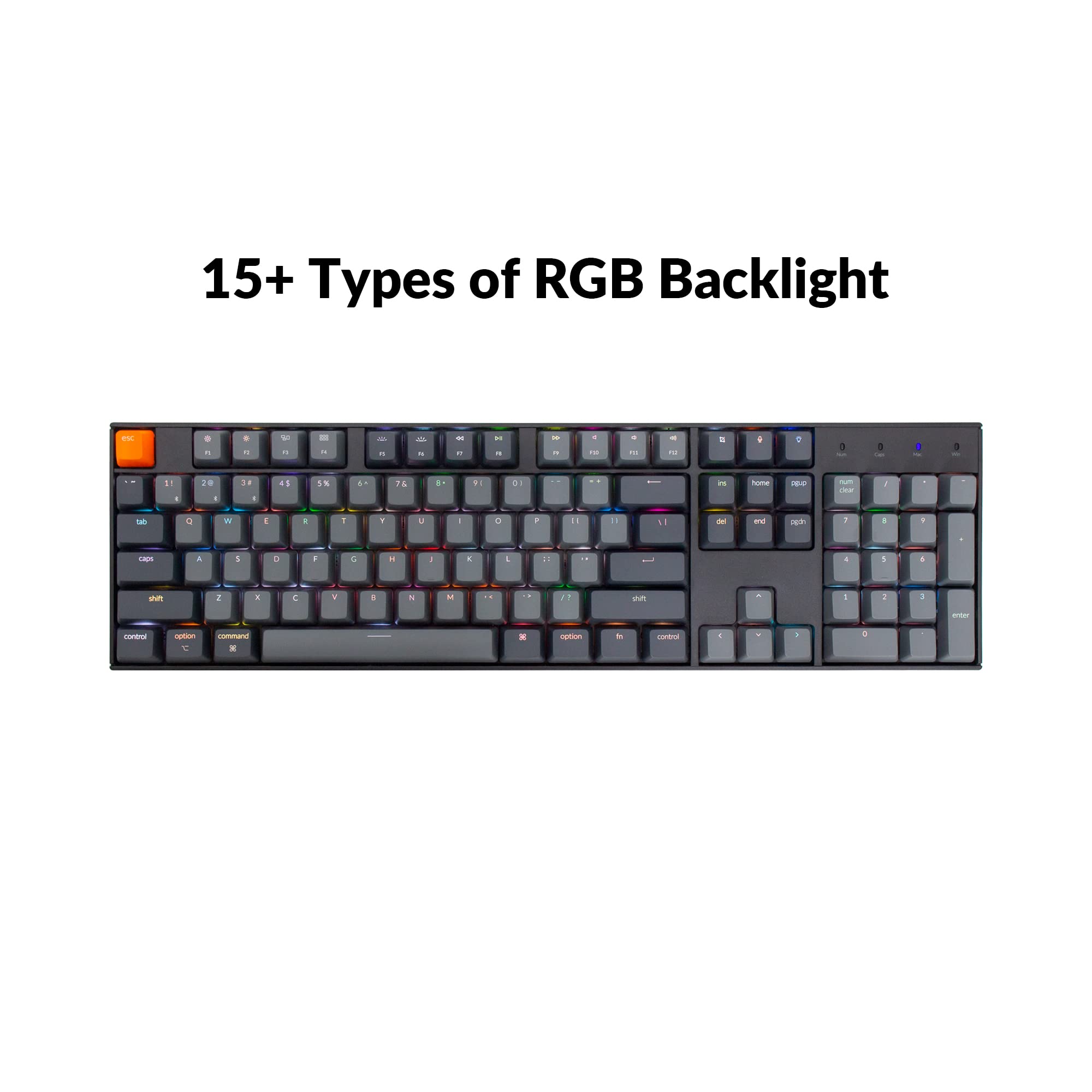 Keychron K10 RGB Mechanical Keyboard - Bluetooth/USB, Gateron Brown Switch for Mac/Windows Gaming & Work