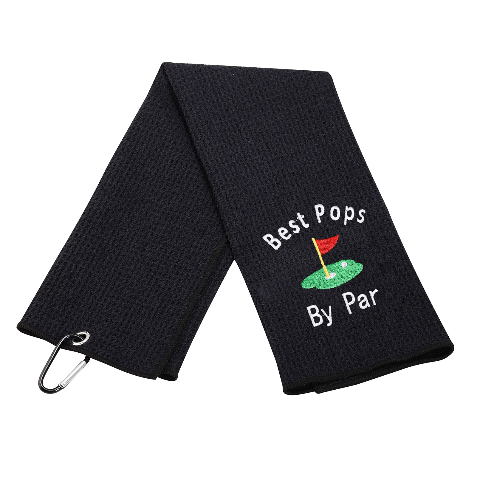 LEVLO Premium Embroidered Golf Towel for Dad - Best Father's Day Gift for Golf Lovers - Ideal for Pops, Grampy, Papaw & Opa - Includes Convenient Clip (Black) - Perfect for Golf Courses, Driving Ranges & Father's Day Celebrations