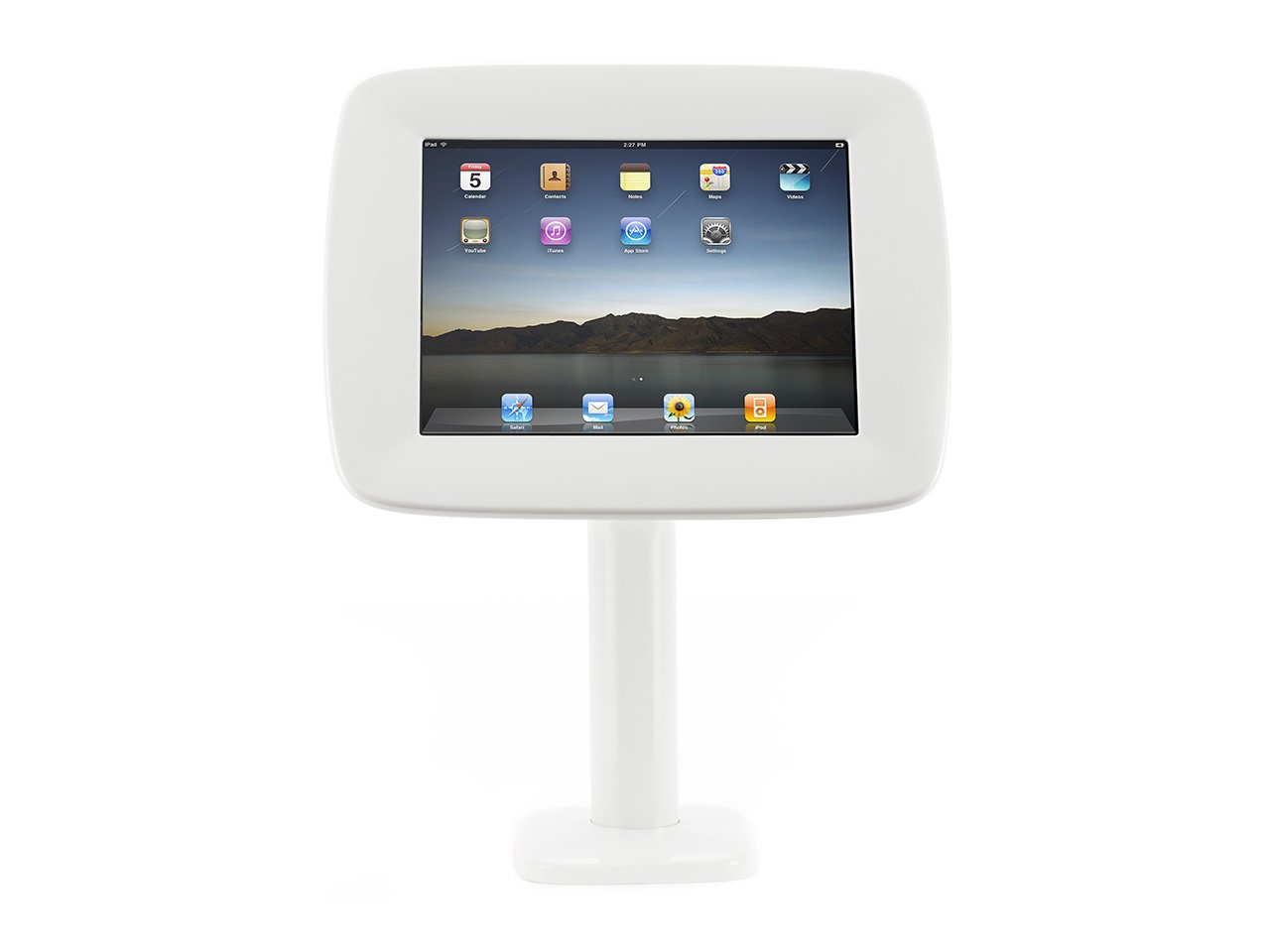 Lockable Desk Mount Stand for Apple iPad Air & Air 2 - Secure White Kiosk Stand | Perfect for Retail Displays, Reception Counters & Public iPad Stations