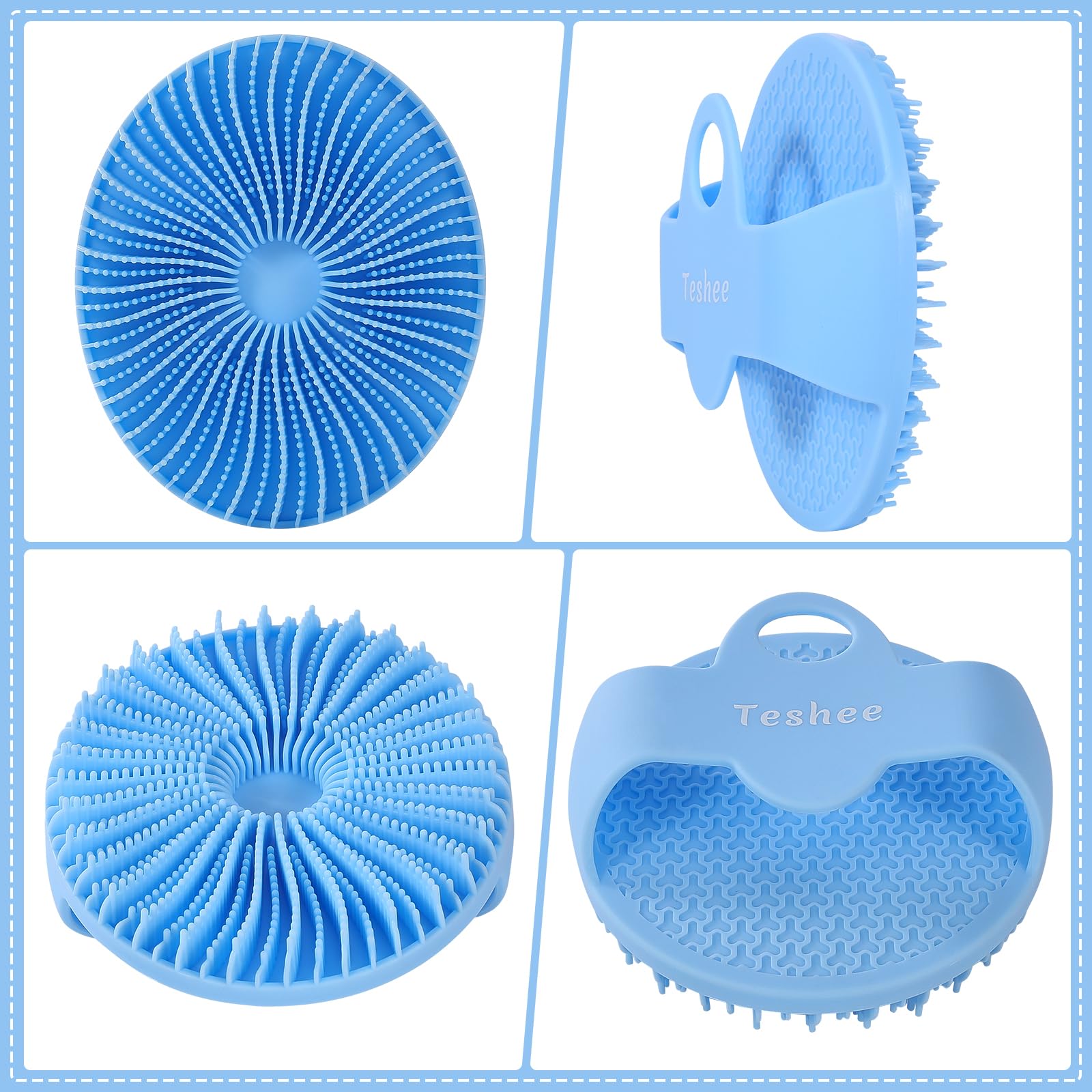 Exfoliating Silicone Body Scrubber for Shower - Gentle Back Scrubber for Men & Women with Sensitive Skin | Long Lasting, Lathers Well | Perfect for Daily Exfoliation & Deep Cleansing (Blue)