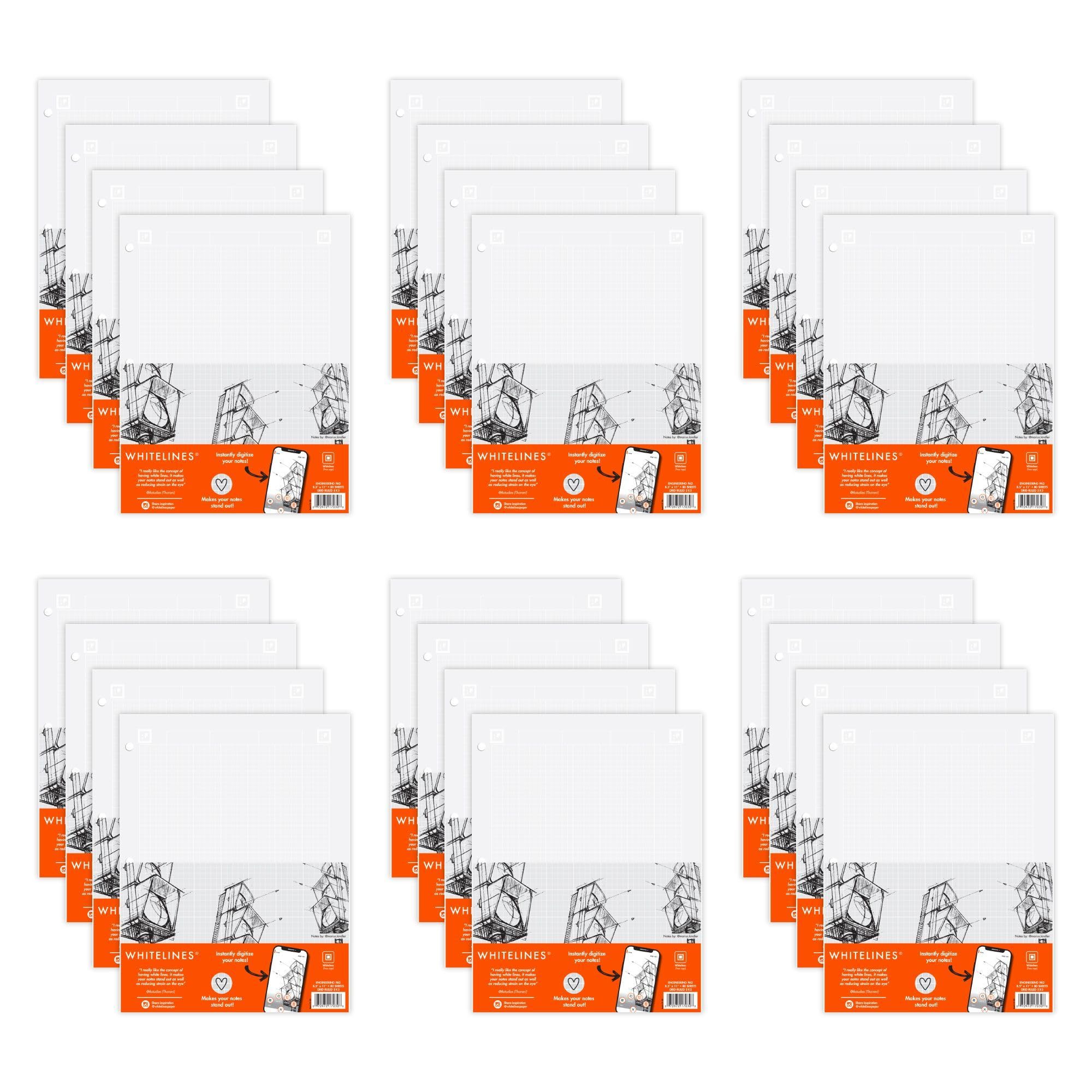 Whitelines Engineering Graph Ruled Pads - Premium 20# Gray Paper, 11