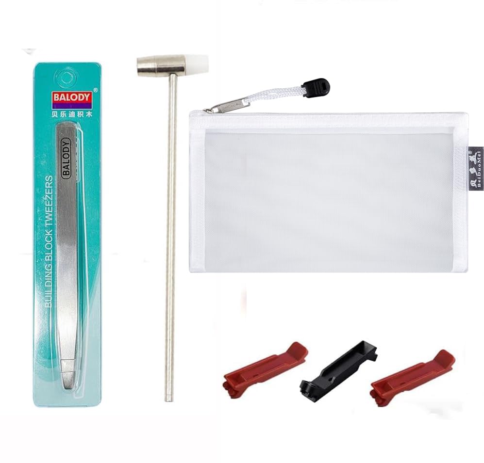 Micro Building Blocks Separator Tool Kit - 7-Piece Brick Tools Set with Multi-Functional Hammer & Tweezers | Compatible with LEGO | Perfect for Model Building, DIY Crafts & STEM Education