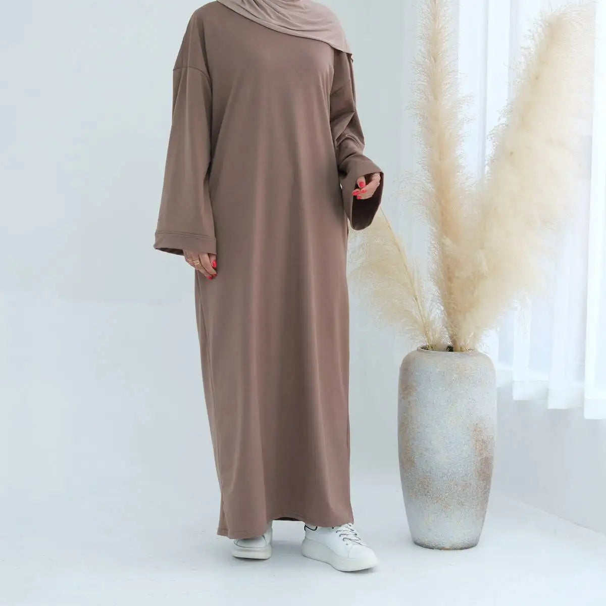 Elegant Solid Color Plain Abaya Dress for Women - Modest Muslim Prayer Dress - Perfect for Daily Wear, Prayer & Special Occasions