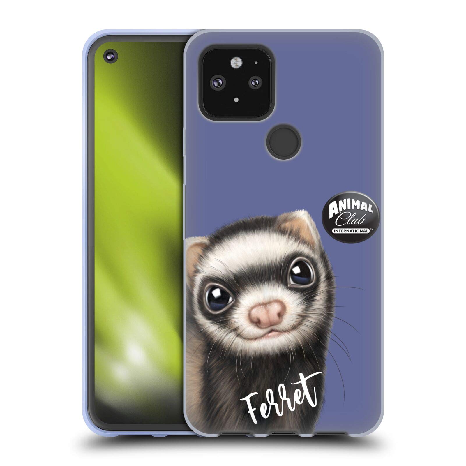 Google Pixel 5 5G Ferret Faces Soft Gel Case by Head Case Designs - Officially Licensed Animal Club International - Perfect for Daily Use & Animal Lovers
