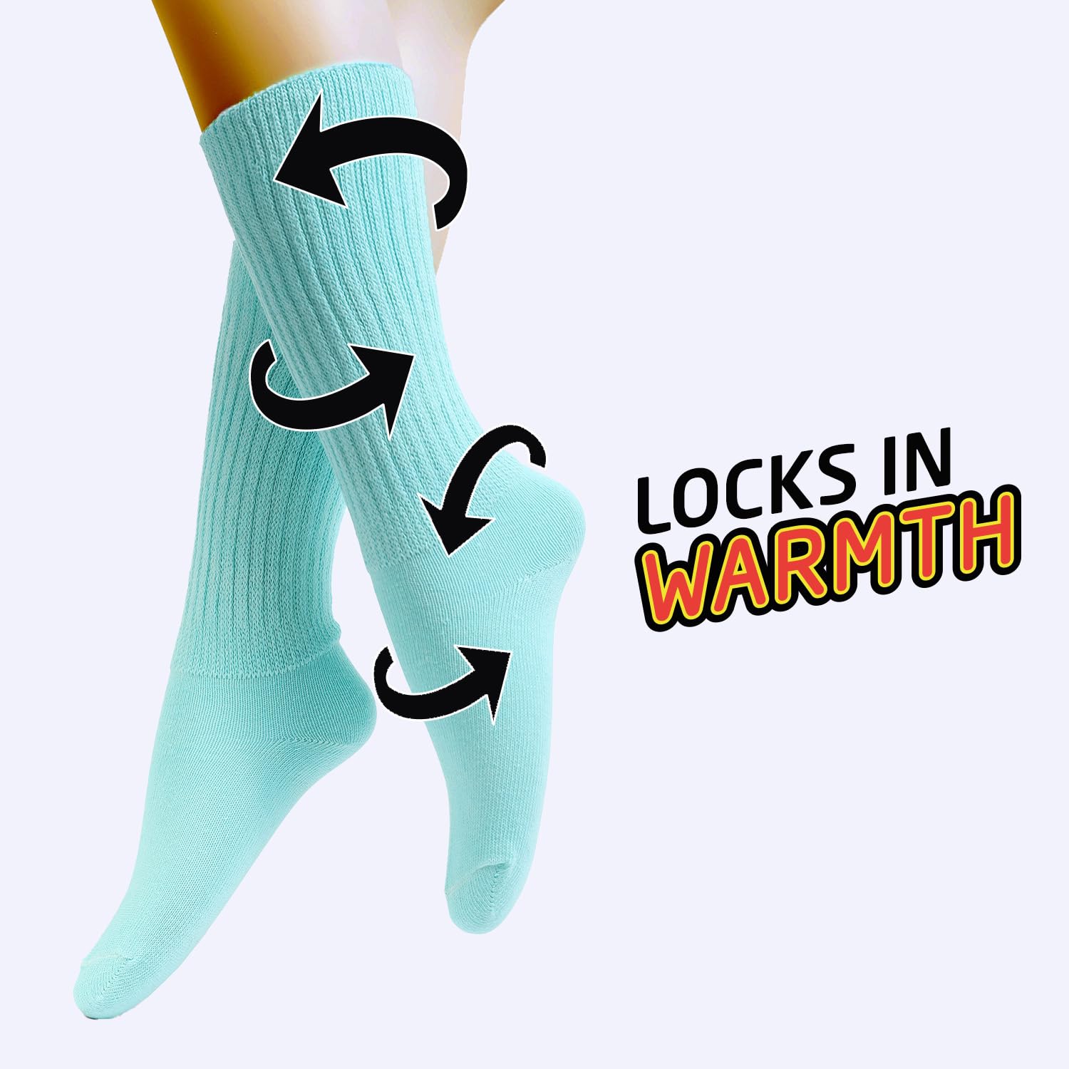 Girls Slouch Socks 6-Pack - Tall Stacked Slouchy Socks for Kids, Warm Cotton Blend Long Calf Socks | Perfect for School, Dance, and Winter Outfits