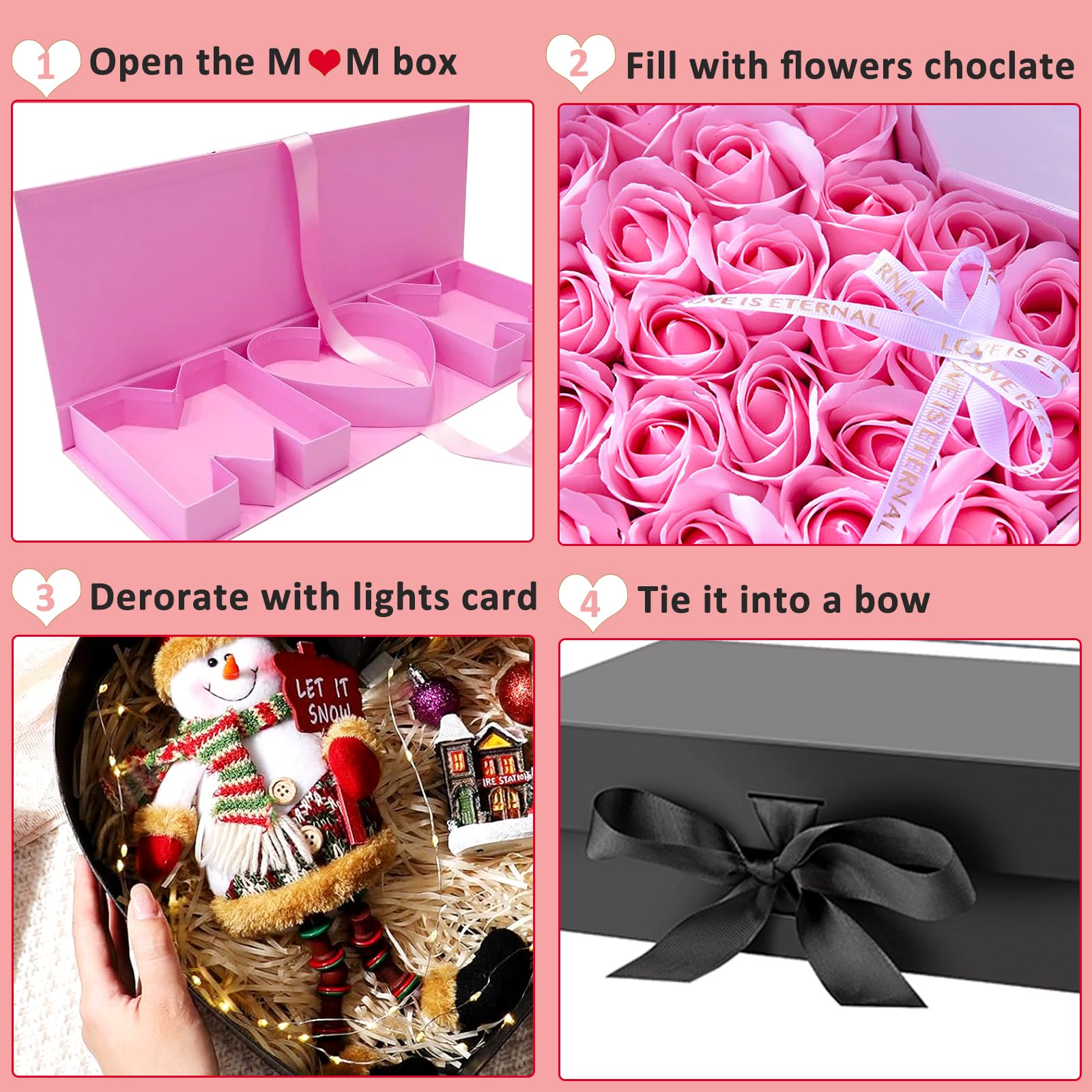 Personalized MOM Letter Gift Box - Fillable Cardboard Letter for Flowers, Chocolates, Jewelry (22x8x4 inches) | Luxury Mother's Day, Birthday & Special Occasion Gift Packaging | Perfect for Floral Arrangements, Candy Bouquets & Surprise Presents