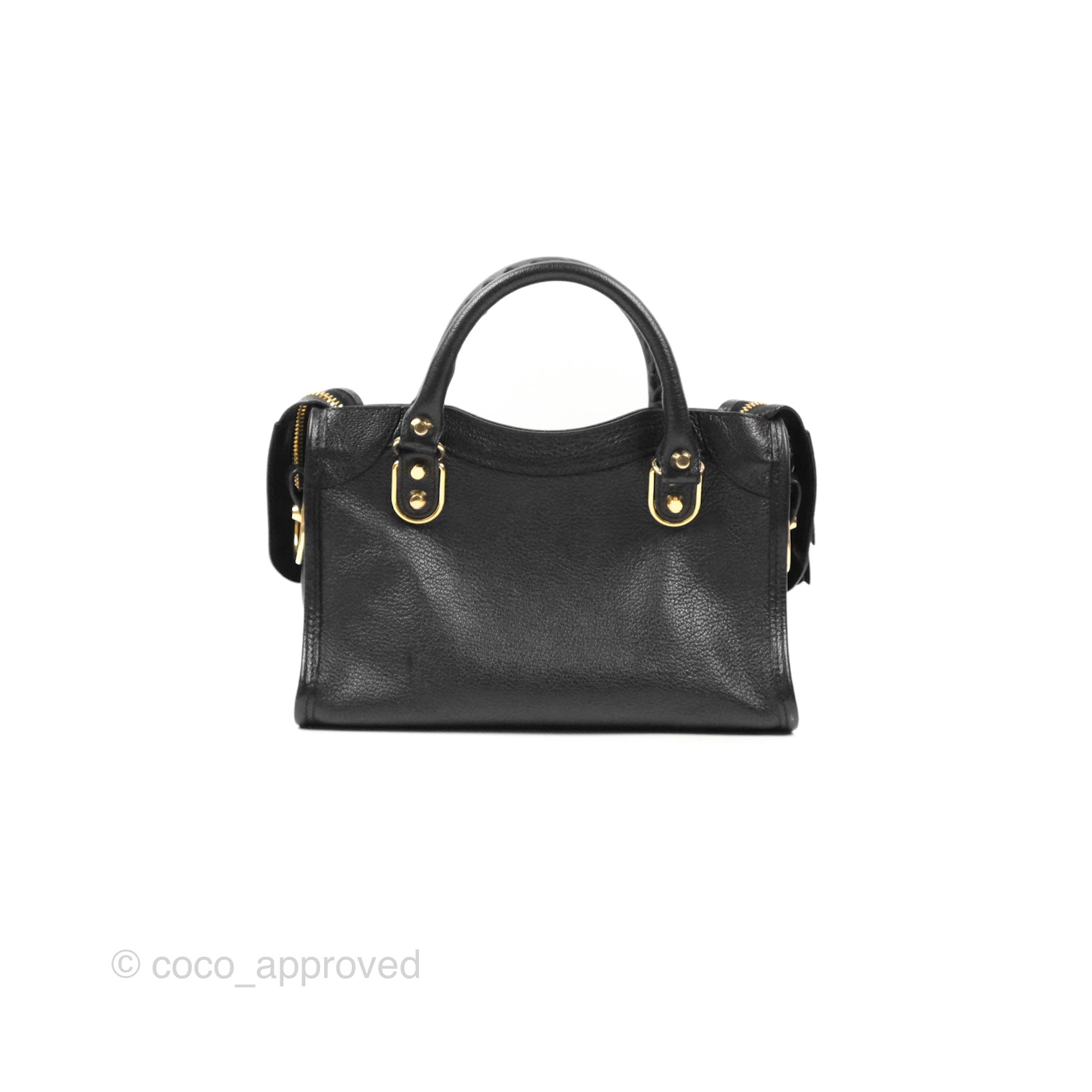 Balenciaga Classic Mini City Bag in Black Grained Calfskin with Gold Hardware - Perfect for Everyday Use, Work, and Night Out