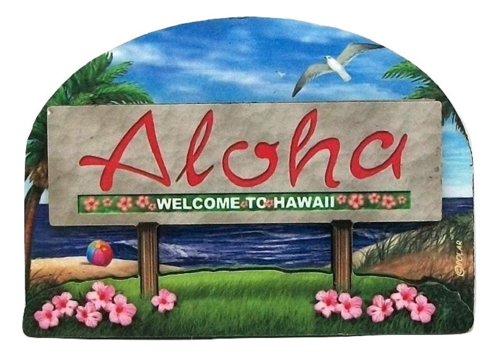 Hawaii State Welcome Sign Wooden Fridge Magnet - 2 Pack, Hawaiian-Themed Souvenir for Refrigerators & Metal Surfaces - Perfect for Travel Memories, Home Decor & Gifts