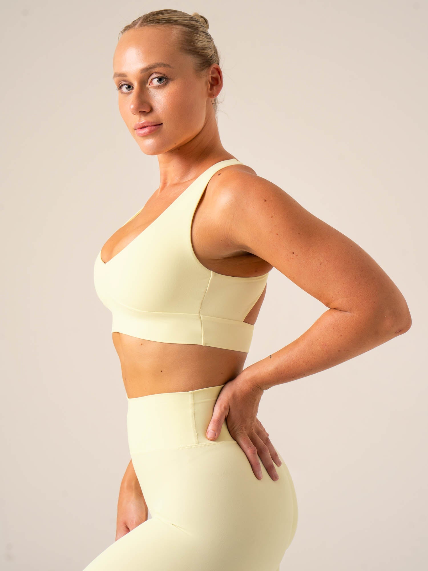 NKD Embody High Impact Sports Bra for Women - Breathable Lemon Yellow Workout Top for Running, Yoga & Gym - Plus Size Supportive Activewear