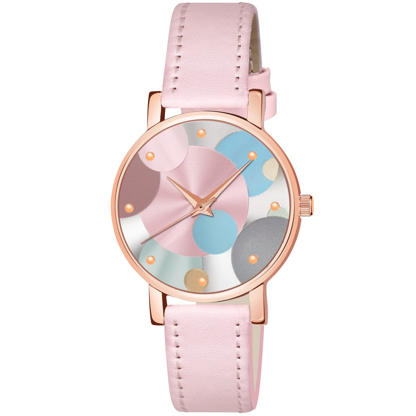 Shocknshop Rose Gold Multicolor Dial Bubble Analog Wrist Watch for Women - WCH76 | Elegant Fashion Accessory for Everyday Wear, Parties & Special Occasions