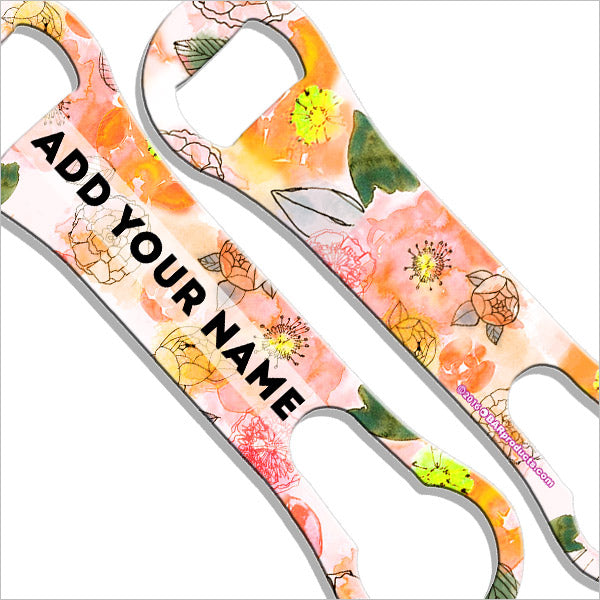 Personalized V Rod® Bottle Opener with Watercolor Floral Design - Perfect for Home Bars, BBQ Parties & Unique Gifts